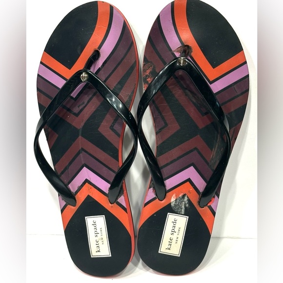 Kate Spade New York Black Pink & Orange Flip Flop Casual Sandal - Picture 1 of 10